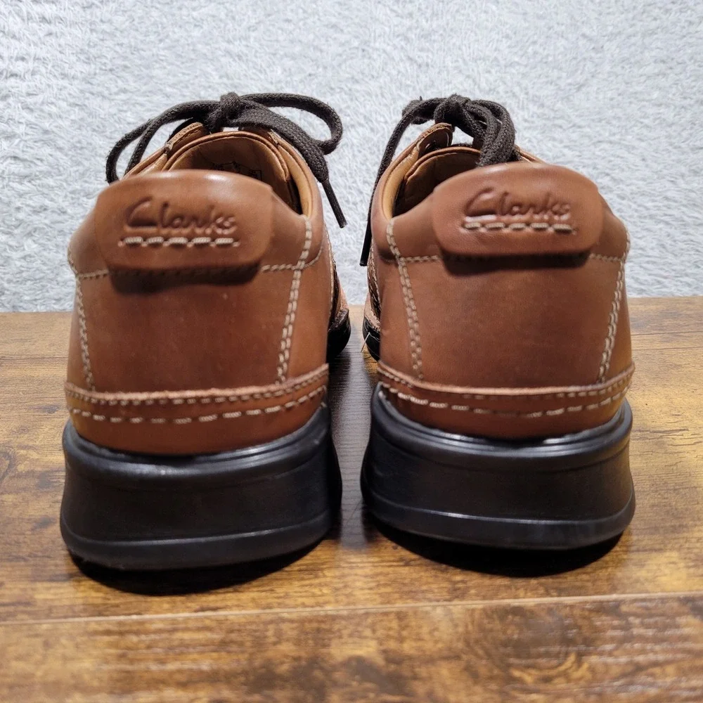 Clarks Mens Brown Leather Lace‎ Up Oxford Casual Comfort Shoes Size 10 M